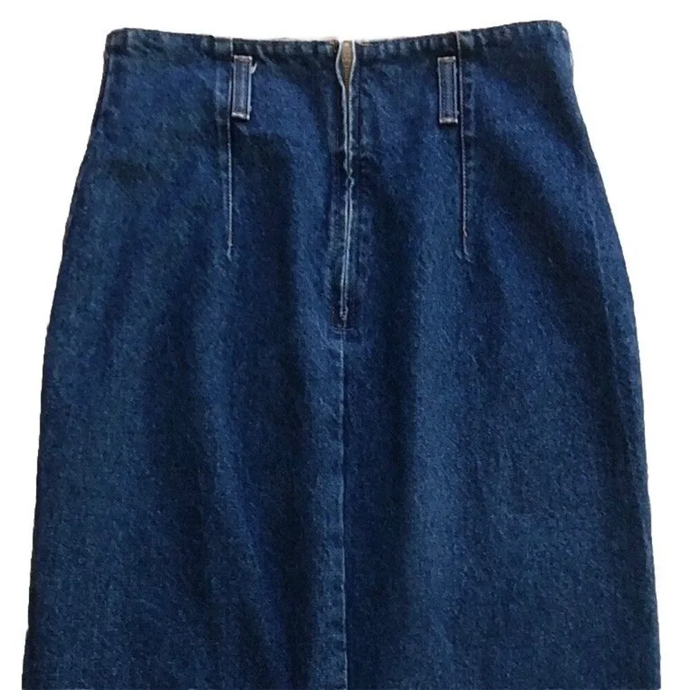 Hunt Club High Waisted Denim Maxi Pencil Skirt Womens Sz 8 VTG 80s Classic Jeans
